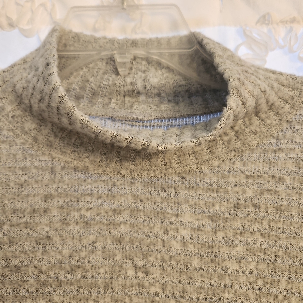 Anthropologie Pilcro Womens Heather Grey Ribbed Crop Mock Neck Sweater Large L